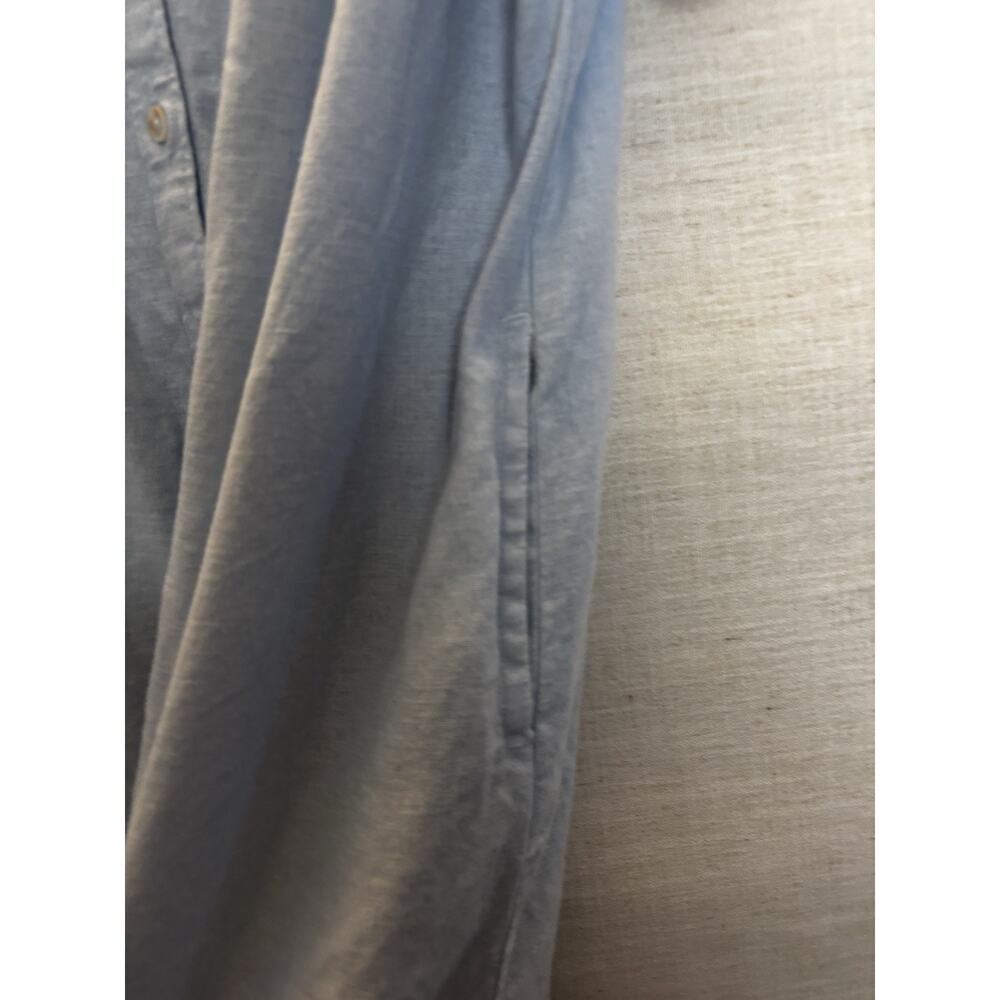 Well Worn Dress XL Linen Blend Aline Relaxed Short Sleeve Blue Button Up Knee - Picture 3 of 8